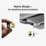 Cudy BU530 diskretni crni USB adapter koji omogućava Bluetooth 5.3 vezu na desktop i laptop računarima