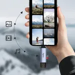 Cudy UH200 2-u-1 čitač memorijskih kartica za telefon ili računar, sivi aluminijumski