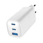 Gembird TA-UC-PDQC65-01-W brzi GaN punjač 65W sa dva USB-C i jednim USB-A portom