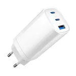 Gembird TA-UC-PDQC65-01-W brzi GaN punjač 65W sa dva USB-C i jednim USB-A portom