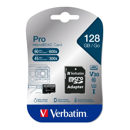 Verbatim Pro 128GB microSDXC memorijska kartica sa adapterom za 4K video i akcione kamere