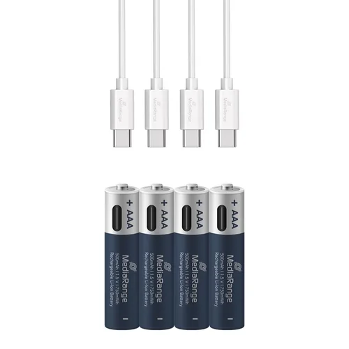 MediaRange MRBAT160 litijumske baterije sa USB-C punjenjem 1.5V AAA 500mAh  4 komada