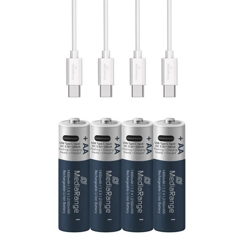 MediaRange MRBAT161 USB-C punjive baterije 1.5V AA Li-Ion - pakovanje sa 4 komada