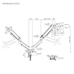 Crni dupli nosač za monitore sa gasnim oprugama i USB portovima u bazi Gembird MA-DA2U-01