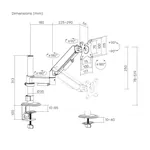 Gembird MA-DA1P-02 fleksibilna ruka za monitor sa gasnom oprugom montirana na vertikalni stub